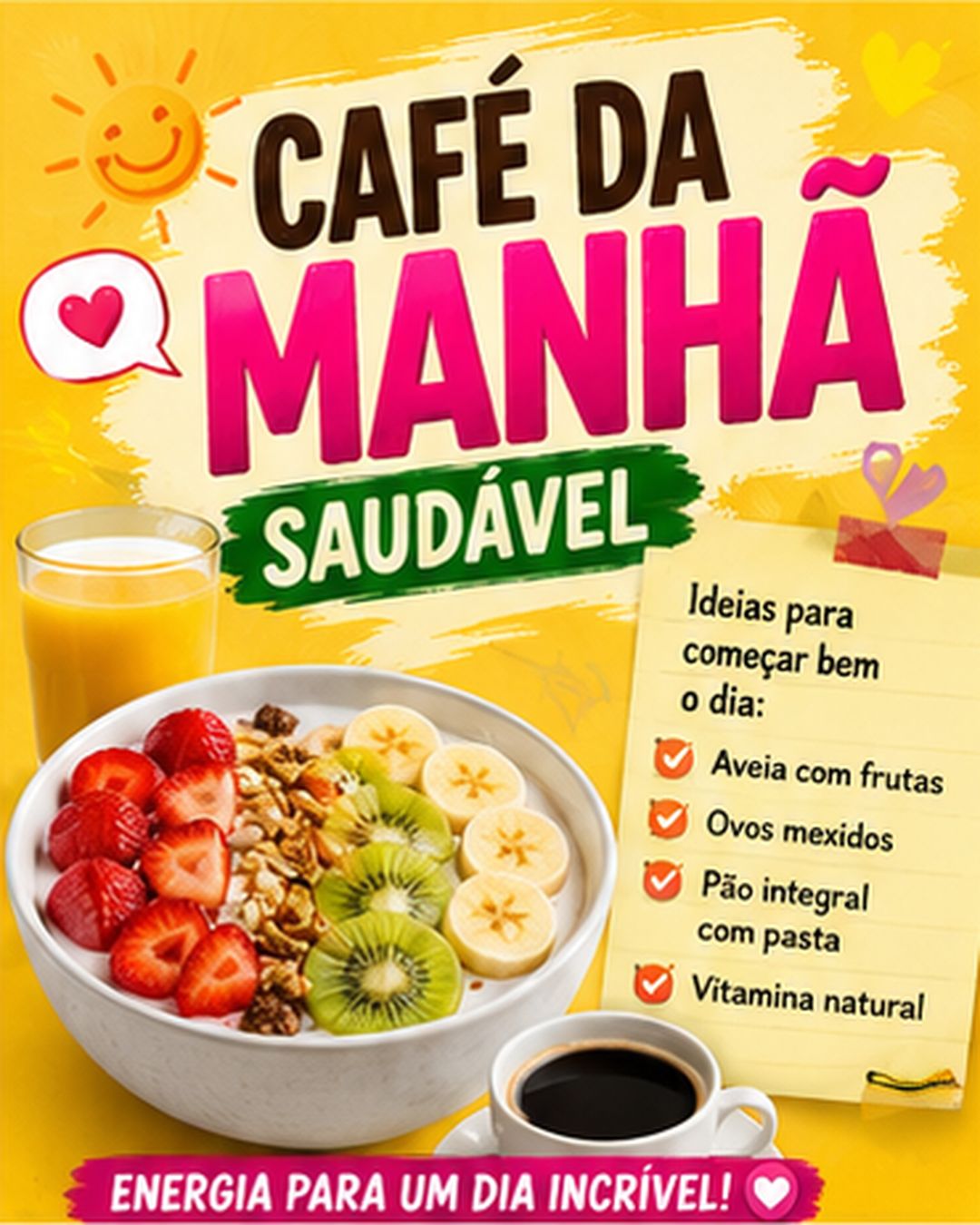 Post caseiro: café da manhã saudável