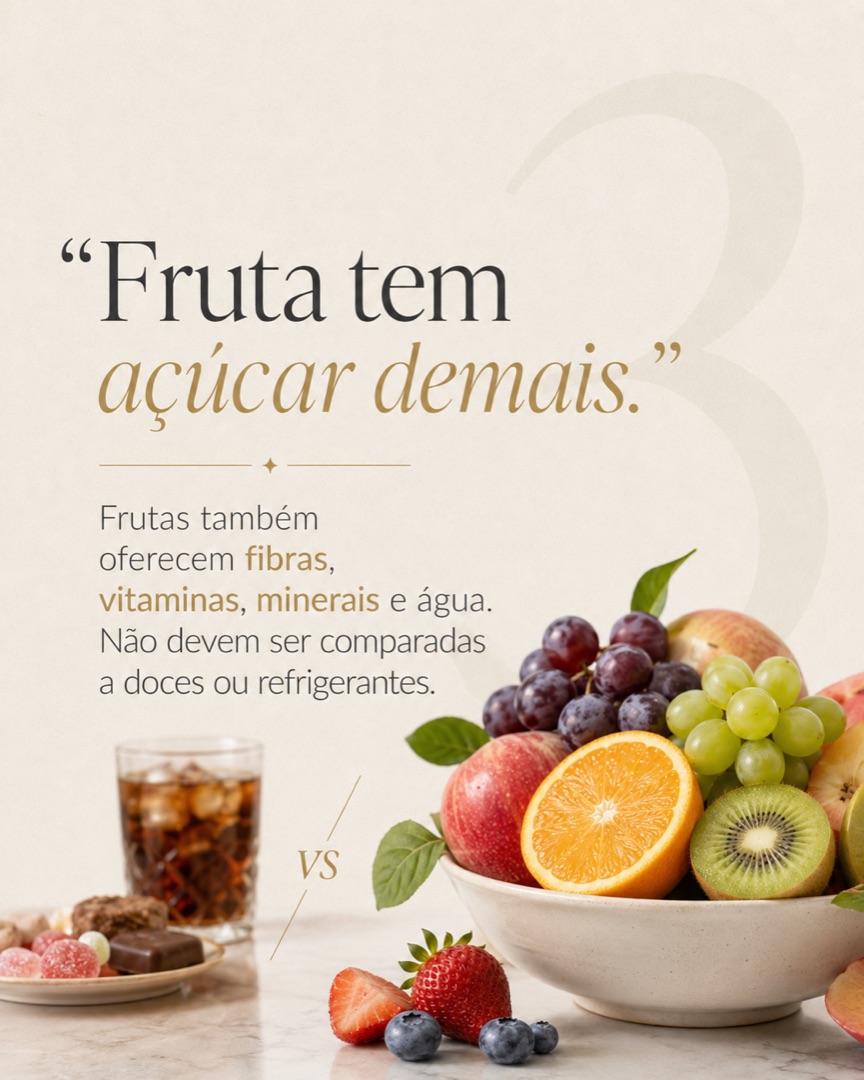 Slide 3 do carrossel sobre 3 mentiras sobre alimentação