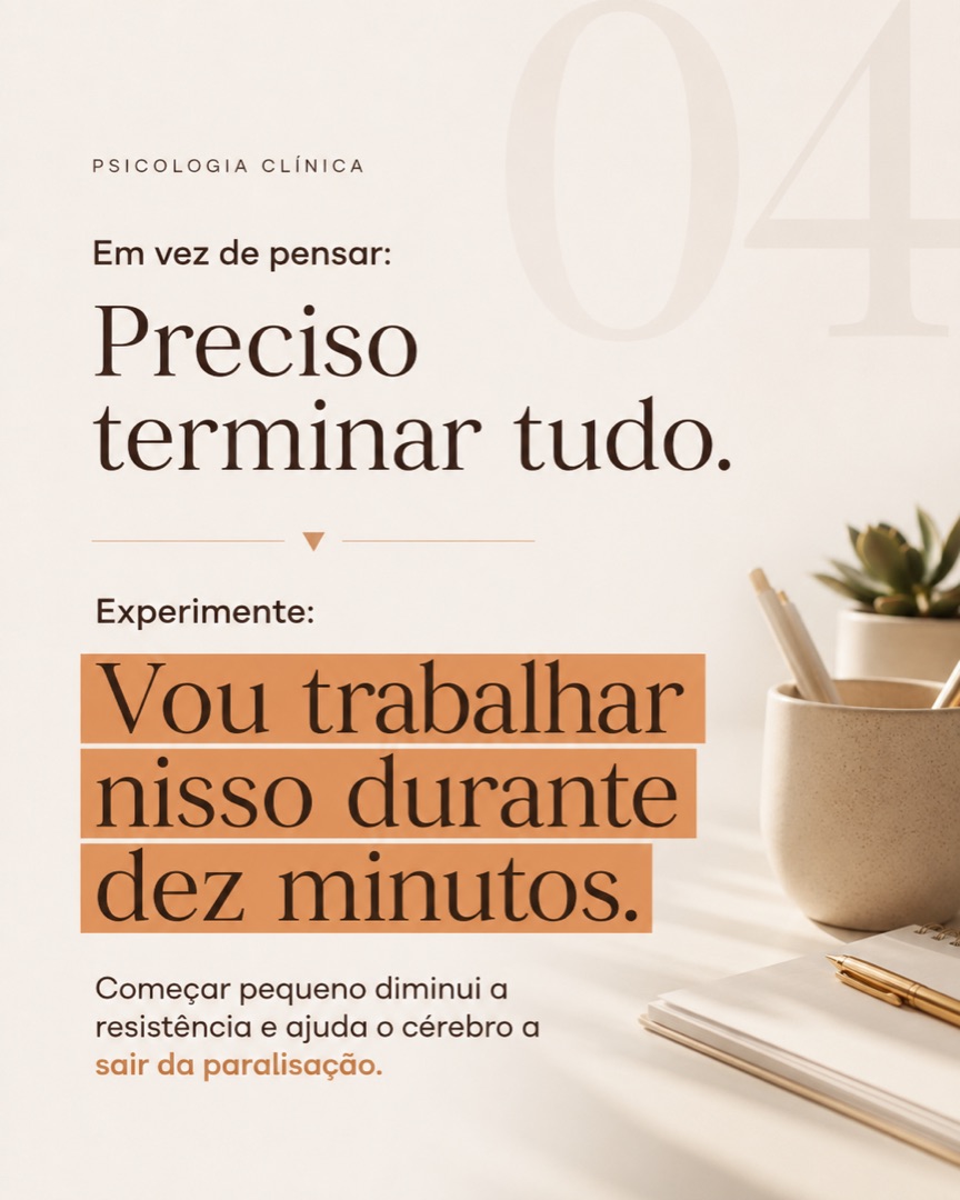 Slide 4 do carrossel sobre procrastinação e evitação de desconforto