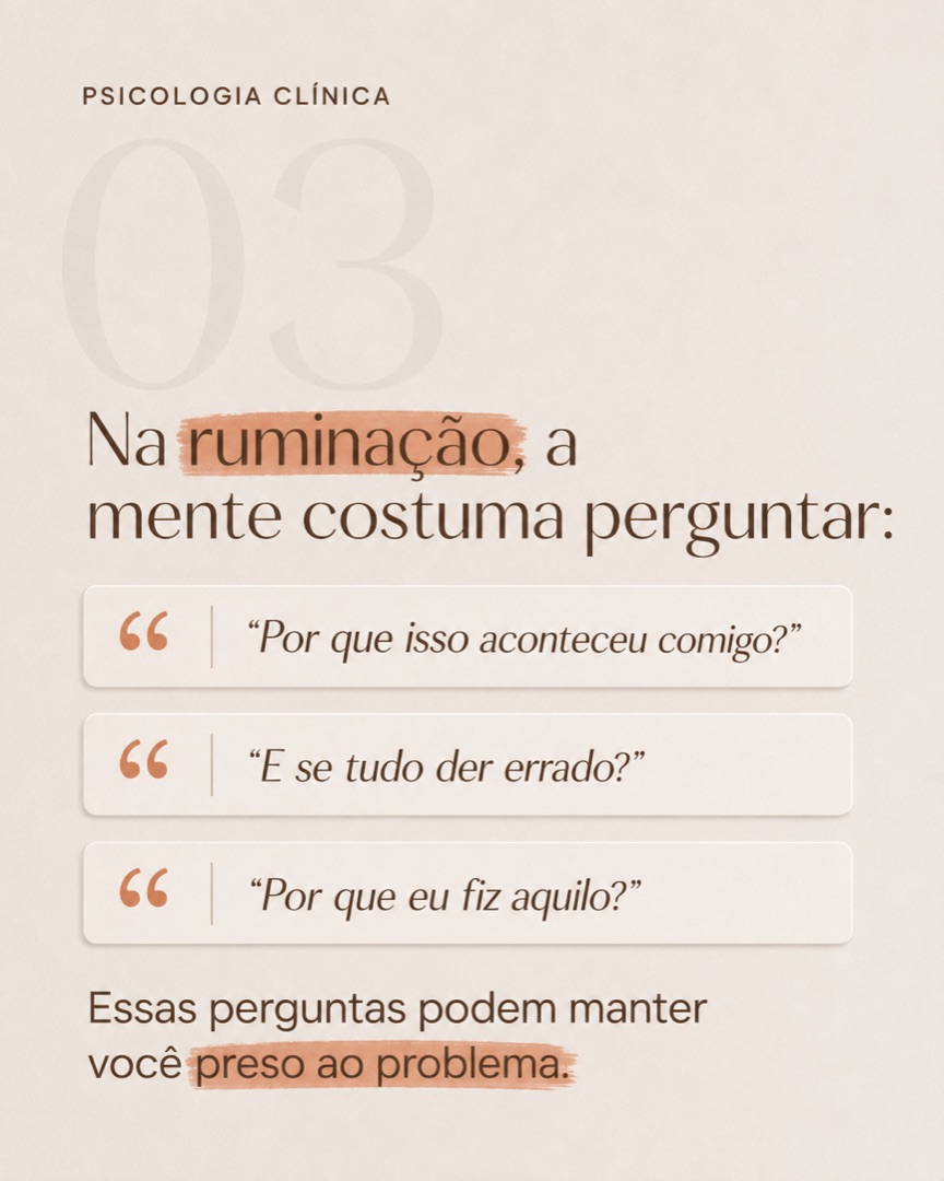 Slide 3 do carrossel sobre ruminação e excesso de pensamento